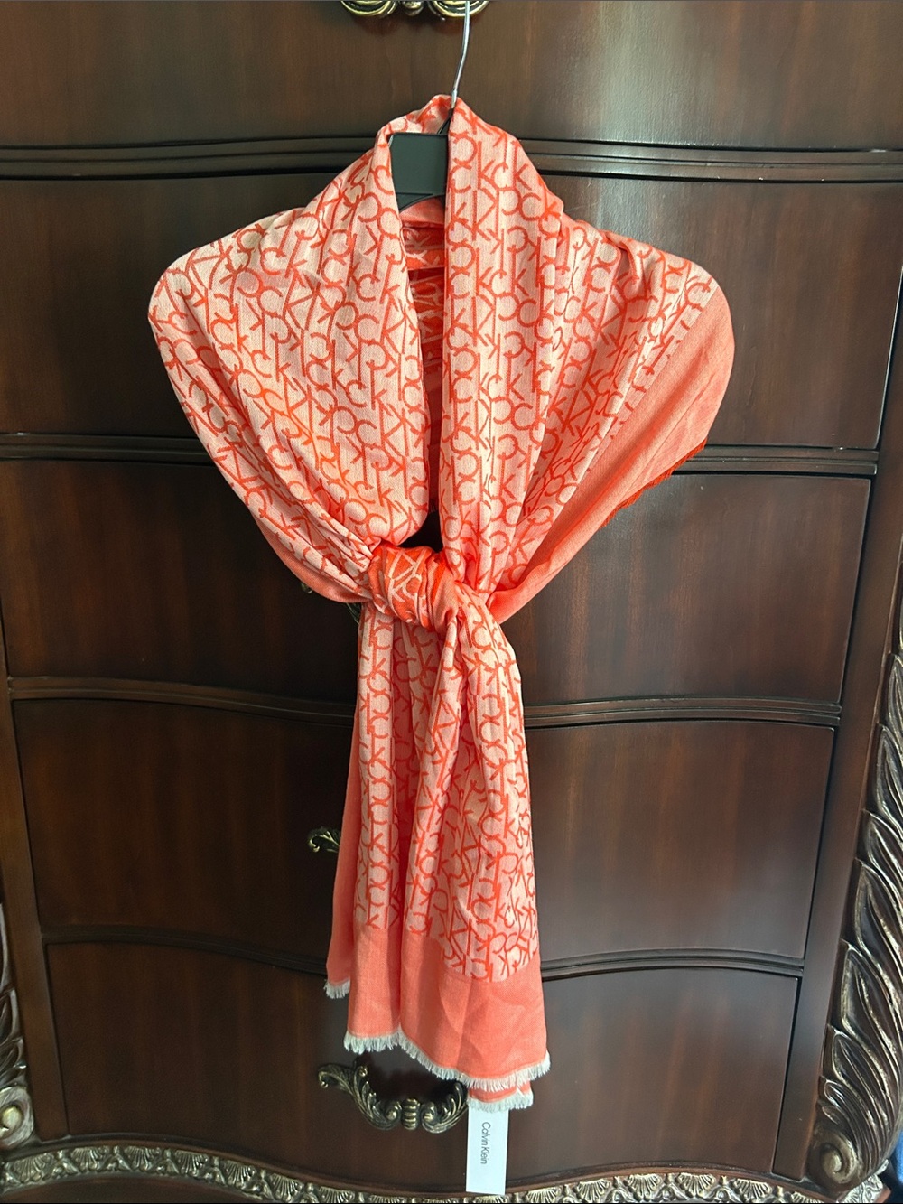Calvin Klein Coral Logo Jacquard Women's Scarf